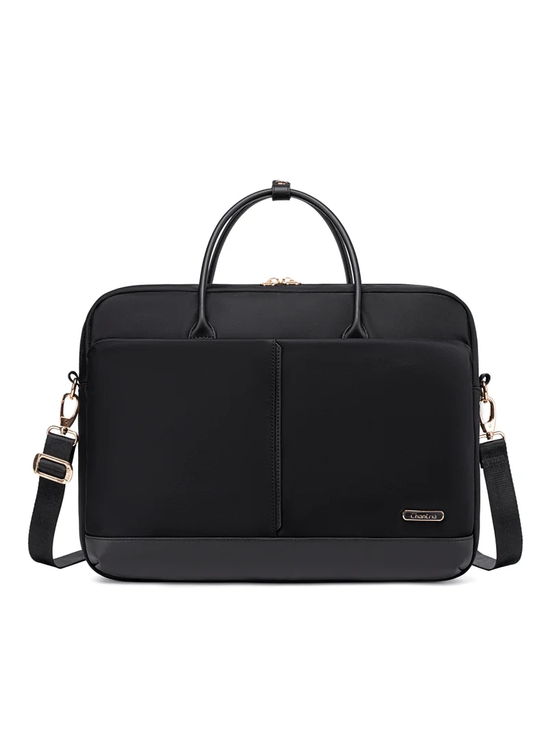 Chantria Premium Lightweight Laptop Bag for Women Water Resistant Multifunctional Hand Bag with Multiple Pockets for Casual/Work/College/ School, CB00772-Black