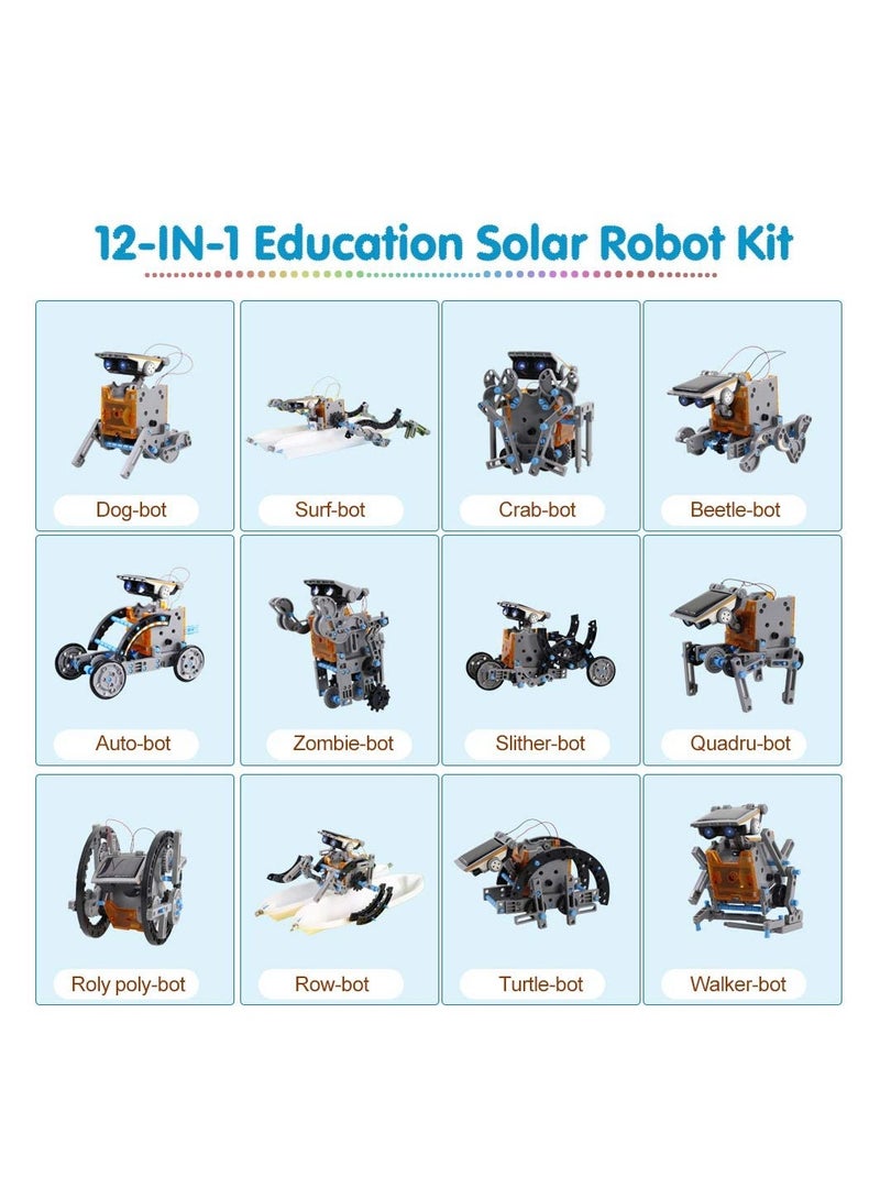 Arabest 12-in-1 Education Solar Robot Toys -190 Pieces DIY Building Science Experiment Kit for Kids, Robotics Creative Science Puzzle Toys for Teens, Solar Powered by The Sun  - Image 2