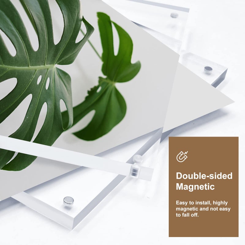 Egofine Egofine 5x7 Acrylic Frames 4 Pack  20mm Thicker Frameless Clear Picture Frames  Double Sided Magnetic Picture Frames  Free Standing Desktop Display  - Image 2