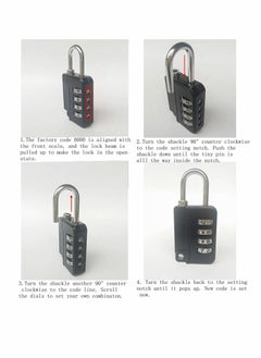 Y&D Luggage Locks, 5 Pcs Travel Suitcase Lock, 4 Digit Combination Padlocks for School Gym Lockers, Tool Boxes, Fences, Buckle Cabinets, Safe Resettable Lock  - Image 3