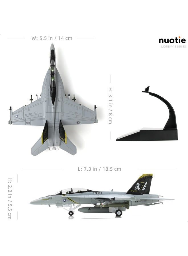 NUOTIE 1/100 F/A-18 Super Hornet Diecast Metal Fighter Jet Model Kits Pre-Build Replica 1943-2018 Jolly Roger Livery Military for Display Collection or Gift - Image 2