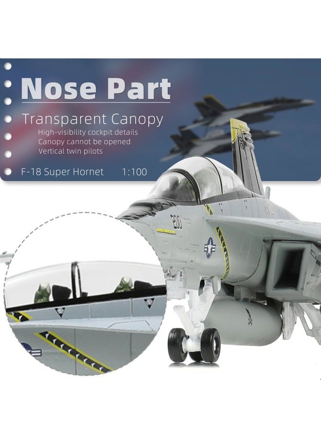 NUOTIE 1/100 F/A-18 Super Hornet Diecast Metal Fighter Jet Model Kits Pre-Build Replica 1943-2018 Jolly Roger Livery Military for Display Collection or Gift - Image 3