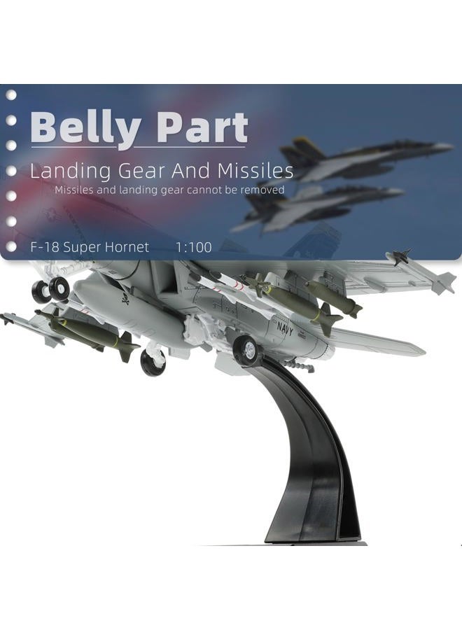 NUOTIE 1/100 F/A-18 Super Hornet Diecast Metal Fighter Jet Model Kits Pre-Build Replica 1943-2018 Jolly Roger Livery Military for Display Collection or Gift - Image 4