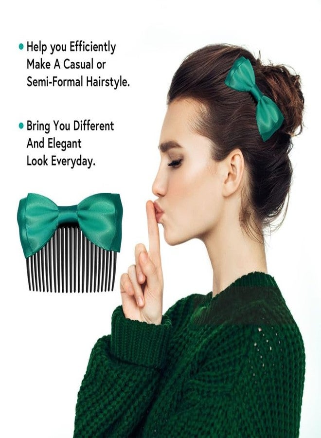 CHIROGRAPHY مجموعة CHIROGRAPHY من 5 قطع: مشابك شعر جانبية مع فيونكات للغرة، مشابك شعر فرنسية، إكسسوارات شعر، مشط تصفيف شعر مزخرف للنساء والفتيات الصغيرات (5 قطع) - Image 3