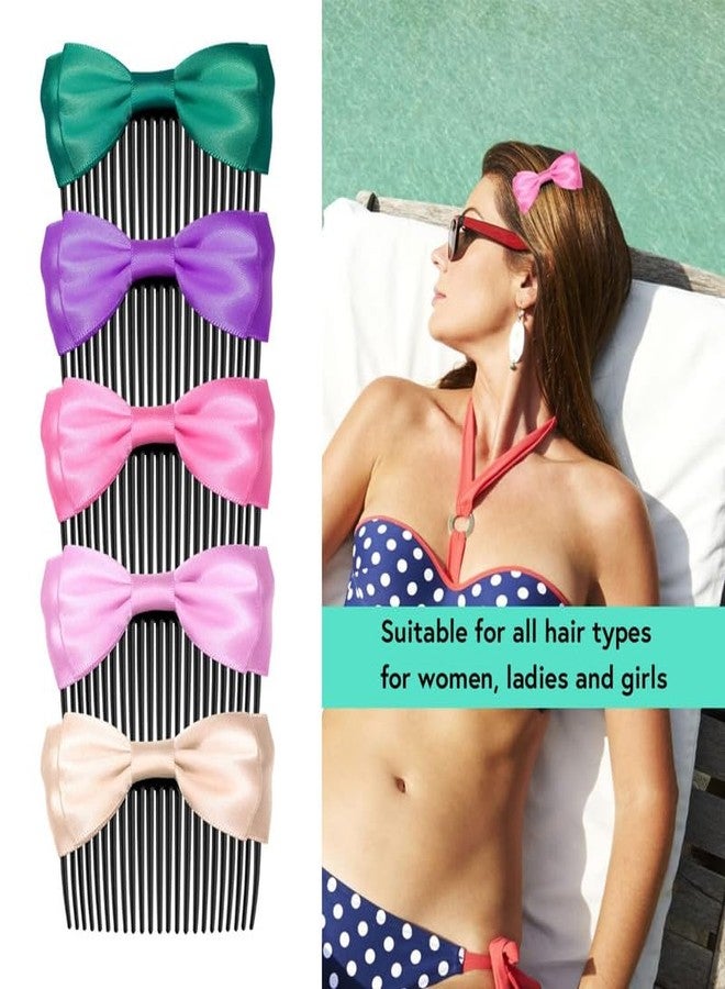 CHIROGRAPHY مجموعة CHIROGRAPHY من 5 قطع: مشابك شعر جانبية مع فيونكات للغرة، مشابك شعر فرنسية، إكسسوارات شعر، مشط تصفيف شعر مزخرف للنساء والفتيات الصغيرات (5 قطع) - Image 5