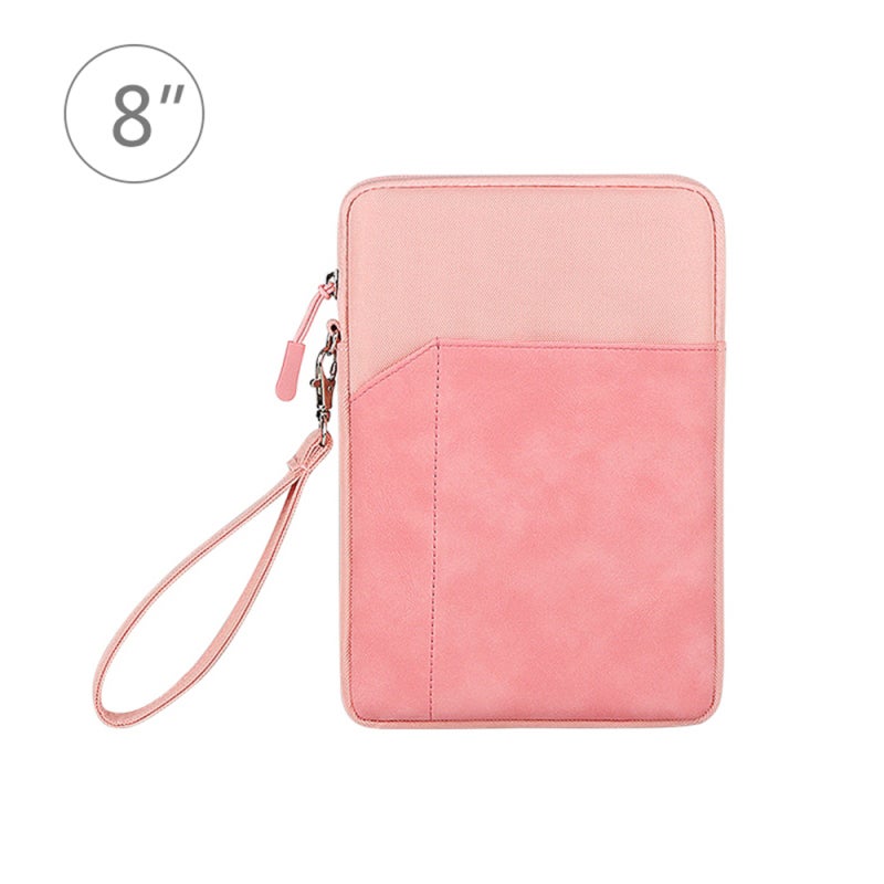 Tablet Bag: 7.9Inch-8.4Inch Pink Nylon 600D - Water Resistant Shock Proof Large Capacity Stylish Pouch With Plush Lining Zipper Closure for Business School Travel - Image 2