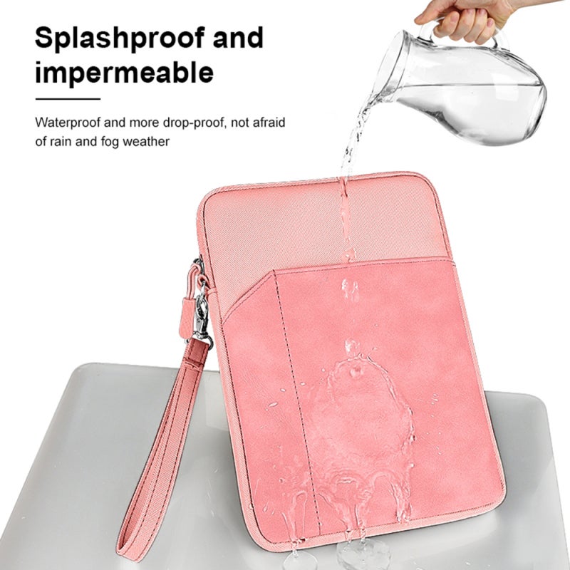 Tablet Bag: 7.9Inch-8.4Inch Pink Nylon 600D - Water Resistant Shock Proof Large Capacity Stylish Pouch With Plush Lining Zipper Closure for Business School Travel - Image 5