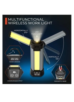 AMBERJACK Rechargeable LED Camping Light with Stand, Cordless Work Light with Portable Folding Stand, 6000MAH Battery, 500/1000/2000 Lumen Outdoor Camping Working Light  - Image 2