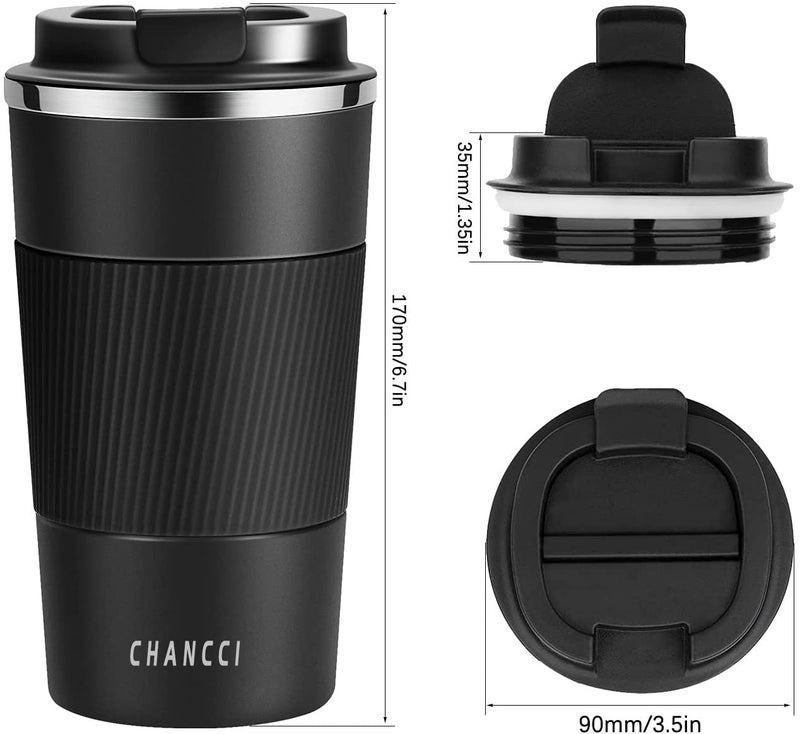 CHANCCI 16oz Travel Coffee Mug Spill Proof, Insulated Coffee Mug with Lid, Leakproof Coffee Tumbler,Stainless Steel Vacuum Coffee Cup for Hot/Cold Drinks, Reusable Coffee Cup for Men Women -510ml,Black - Image 5
