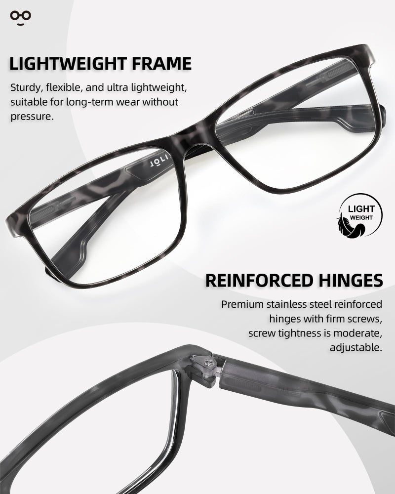 JOLISU 4 Pack Reading Glasses Men Blue Light Blocking with Spring Hinge, Anti Eyestrain/UV Large Wide Square Computer Readers (1.00) - Image 4