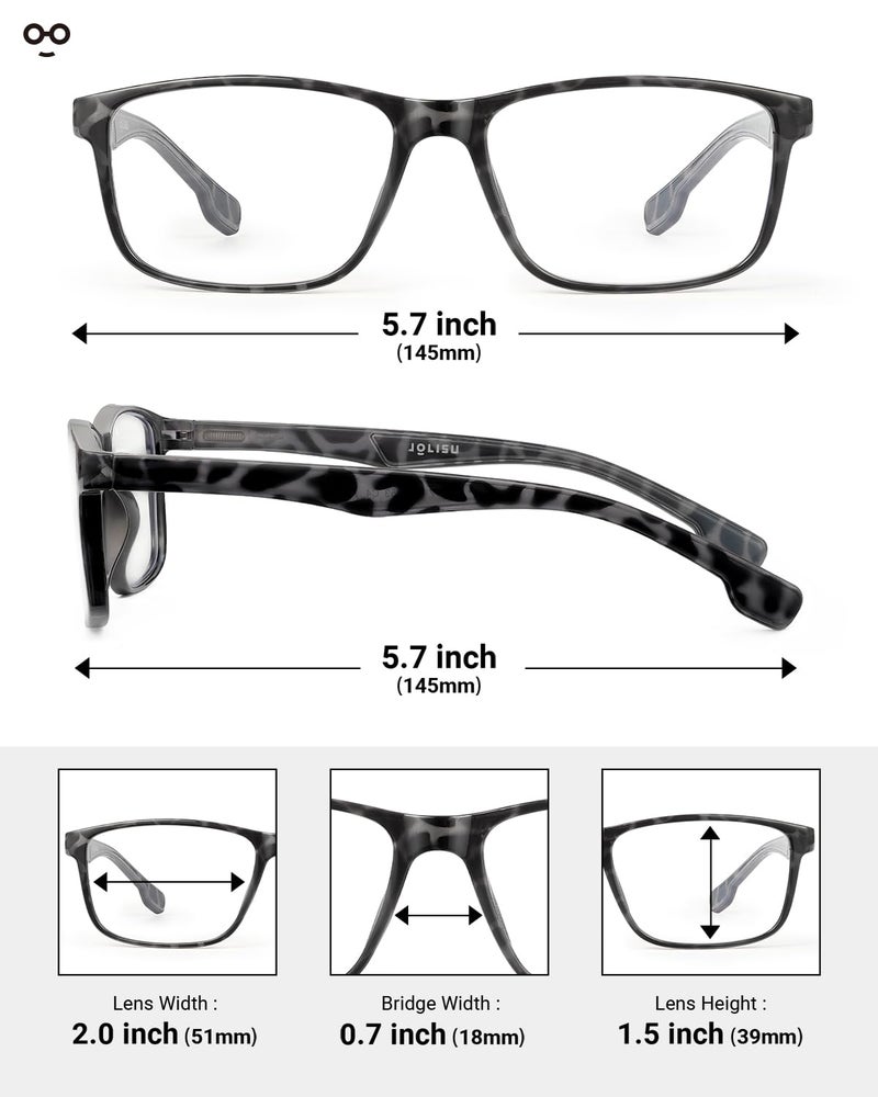 JOLISU 4 Pack Reading Glasses Men Blue Light Blocking with Spring Hinge, Anti Eyestrain/UV Large Wide Square Computer Readers (1.00) - Image 2