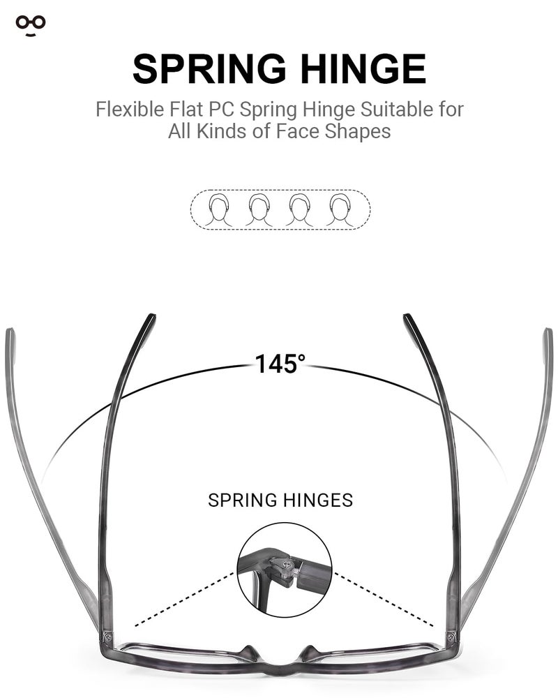 JOLISU 4 Pack Reading Glasses Men Blue Light Blocking with Spring Hinge, Anti Eyestrain/UV Large Wide Square Computer Readers (1.00) - Image 3