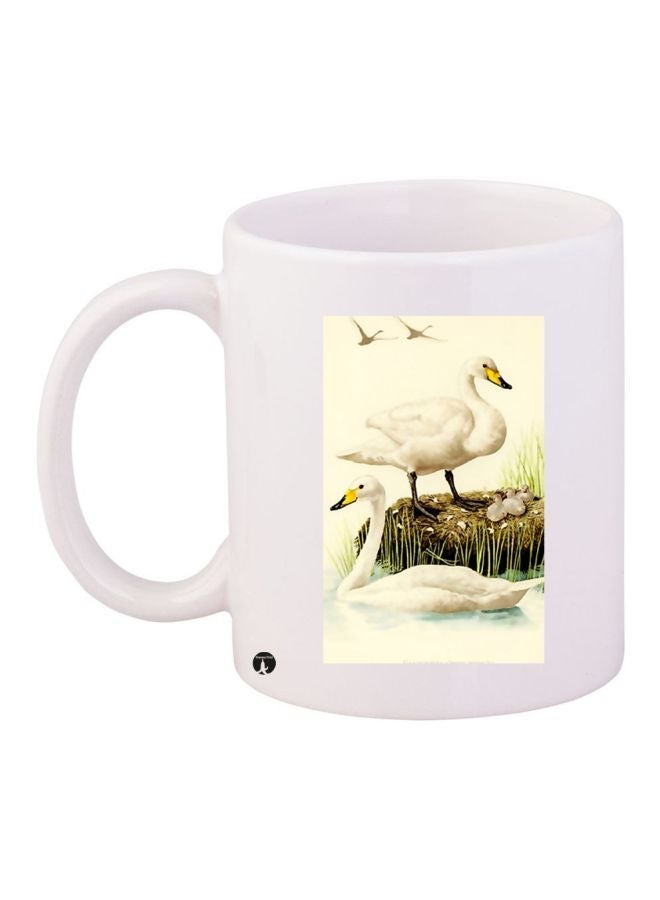 RYN Duck Printed Coffee Mug White/Beige 11ounce