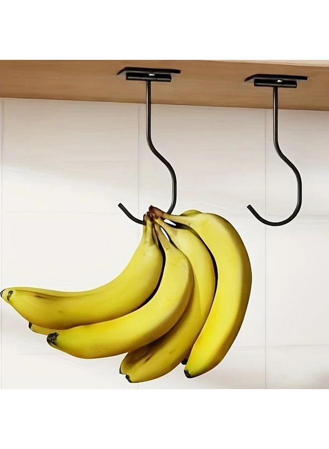 Black Heavy Duty Cast Iron Banana Hook Organizer Foldable Space Saving Storage - Image 2