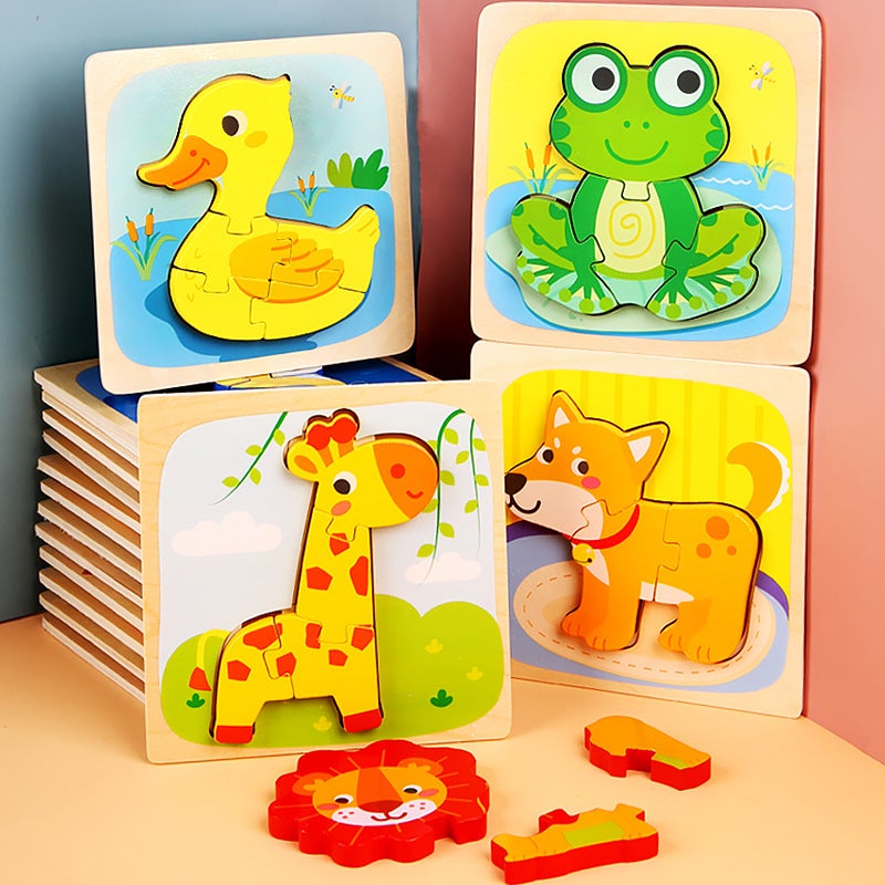 Children'S Wooden 3D Cartoon Animal Pop-Up Puzzle Blocks For Boys And Girls, Educational 3D Puzzle Toy - Image 3