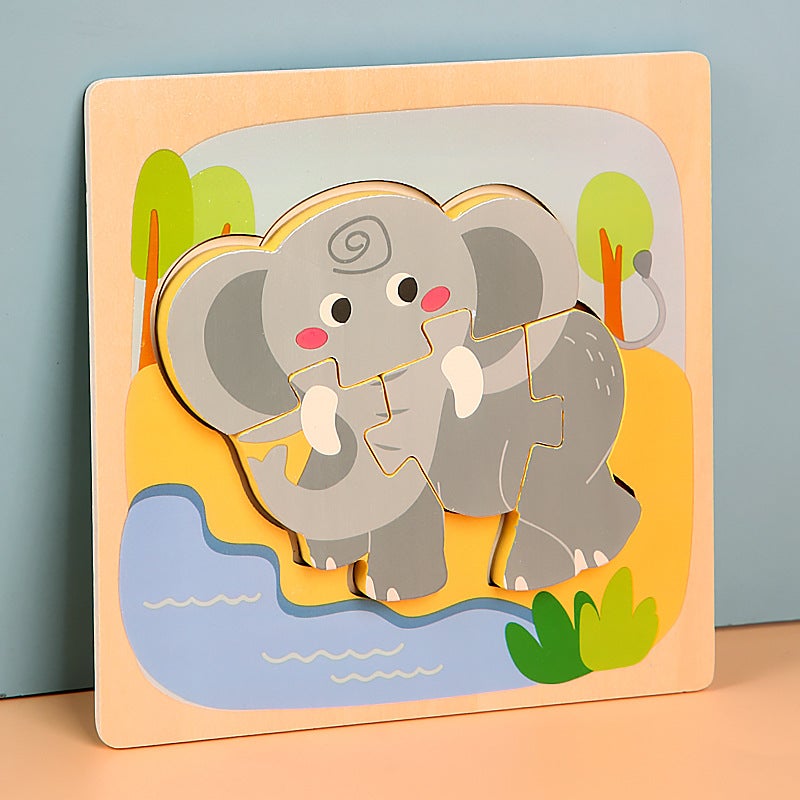 Children'S Wooden 3D Cartoon Animal Pop-Up Puzzle Blocks For Boys And Girls, Educational 3D Puzzle Toy - Image 1