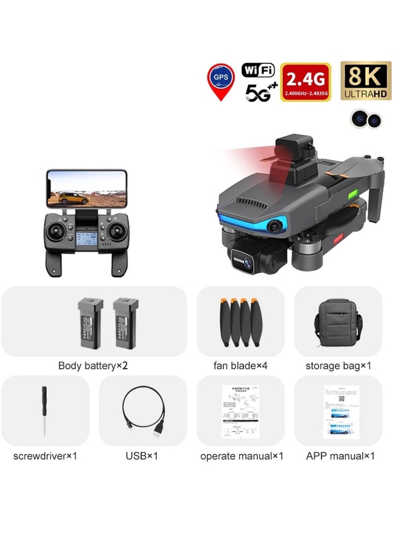 AROAQ - Black AE3 Pro Max Drone 8K HD Dual Camera 5G WIFI GPS FPV 360° Obstacle Avoidance Brushless Motor Drone With 2 Battery - Image 1