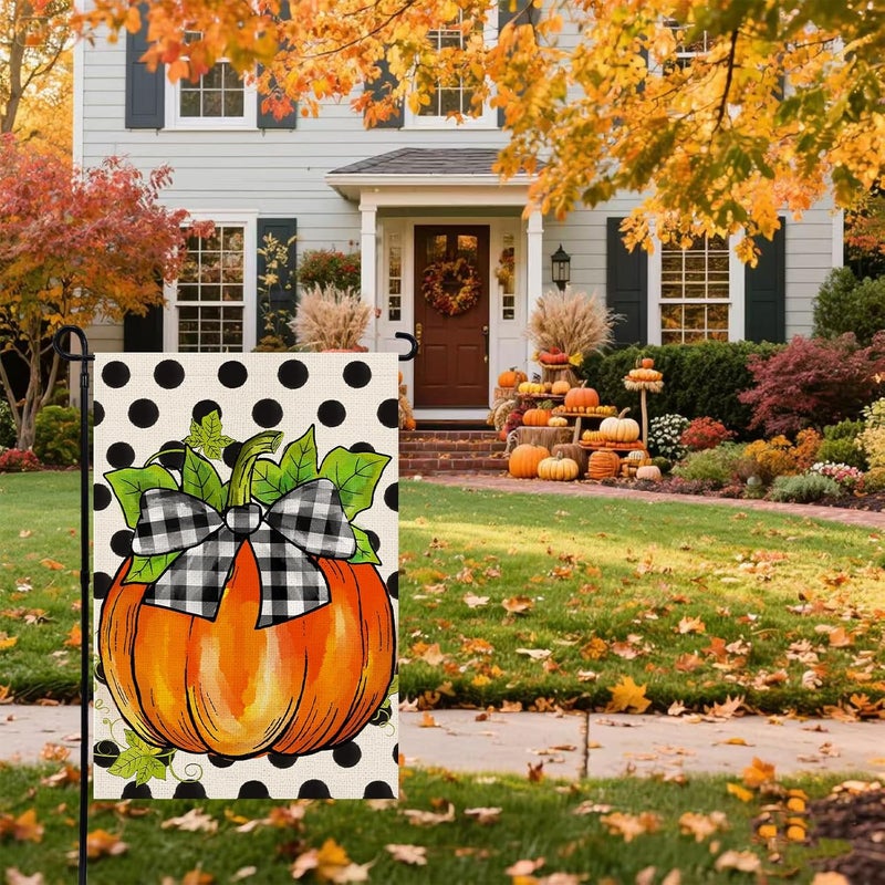 Agroon Hello Fall Pumpkin Garden Flag 12x18 Inch, Double Sided Autumn Thanksgiving Holiday Burlap Yard Flag for Outdoor Decoration - Image 4