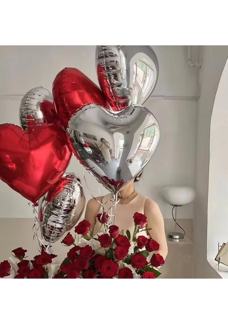 18inch Red Heart Shape Foil Balloons 10pcs Love Decoration - Image 4
