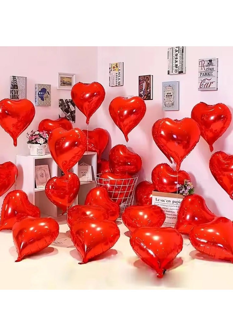 18inch Red Heart Shape Foil Balloons 10pcs Love Decoration - Image 1