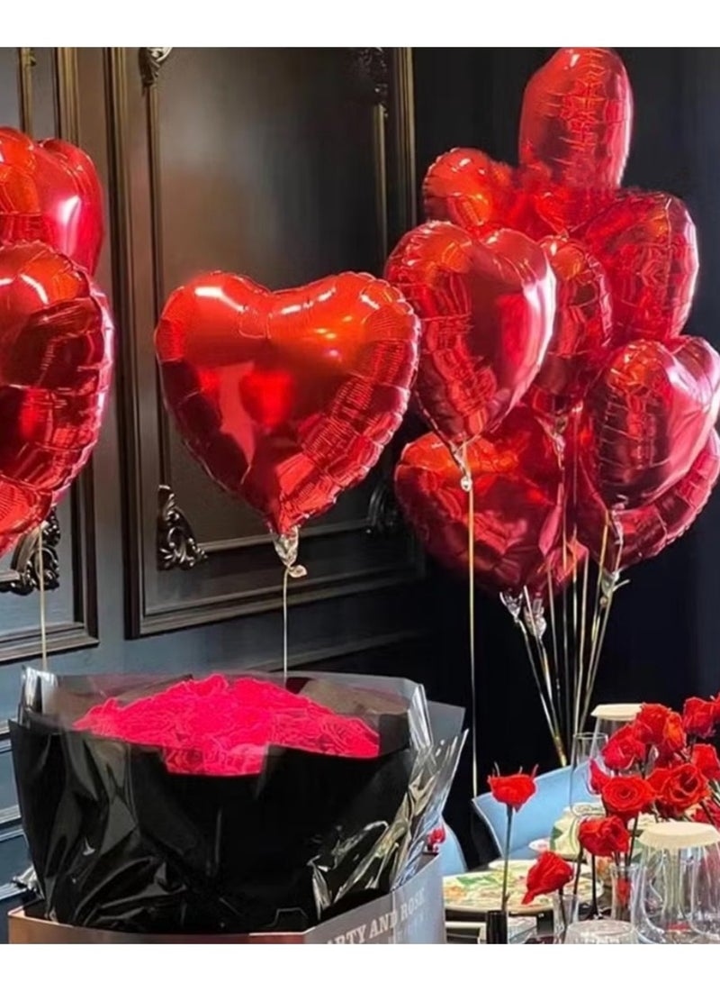 18inch Red Heart Shape Foil Balloons 10pcs Love Decoration - Image 3
