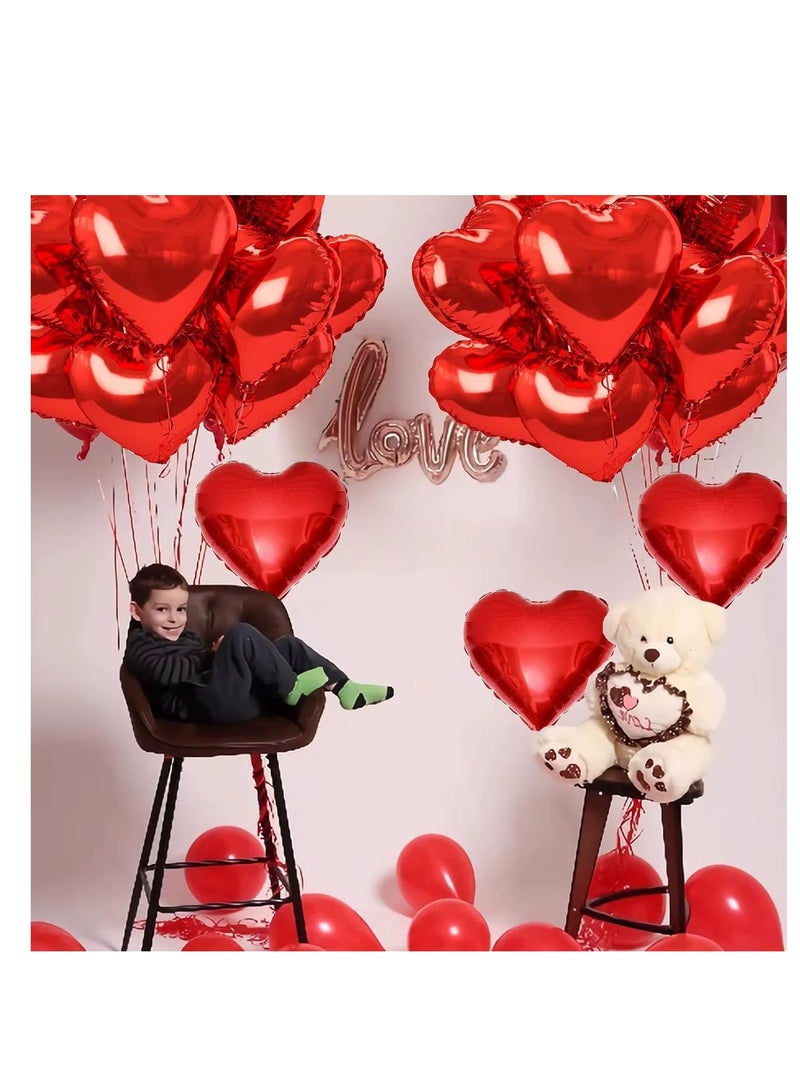 18inch Red Heart Shape Foil Balloons 10pcs Love Decoration - Image 2