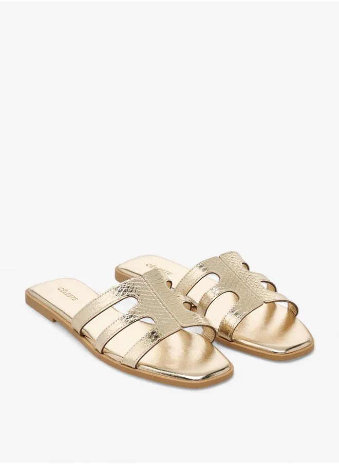 Celeste Women's Textured Cut-Out Detail Slip-On Flat Sandals