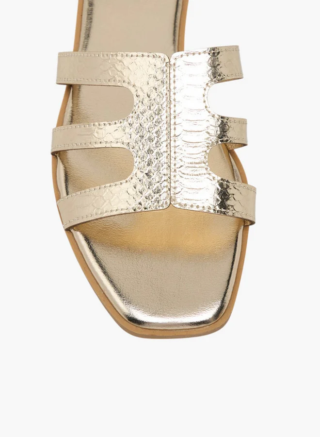 Celeste Women's Textured Cut-Out Detail Slip-On Flat Sandals