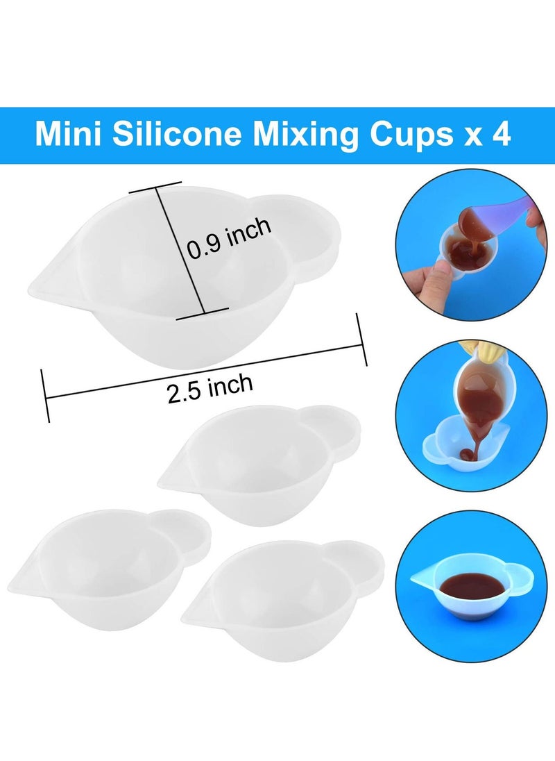 SYOSI 36 Pcs Silicone Resin Measuring Cups Tool Kit- 100ml Silicone Measuring Cups, Silicone Mixing Cups, 3ml Plastic Transfer Pipettes, Finger Cots, Mixing Sticks and Silicone Mat for Making Handmade Craft  - Image 4