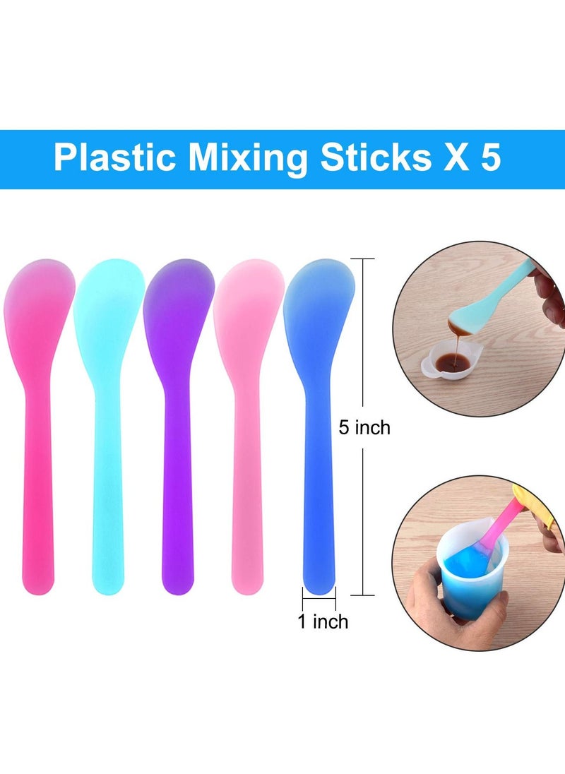 SYOSI 36 Pcs Silicone Resin Measuring Cups Tool Kit- 100ml Silicone Measuring Cups, Silicone Mixing Cups, 3ml Plastic Transfer Pipettes, Finger Cots, Mixing Sticks and Silicone Mat for Making Handmade Craft  - Image 3
