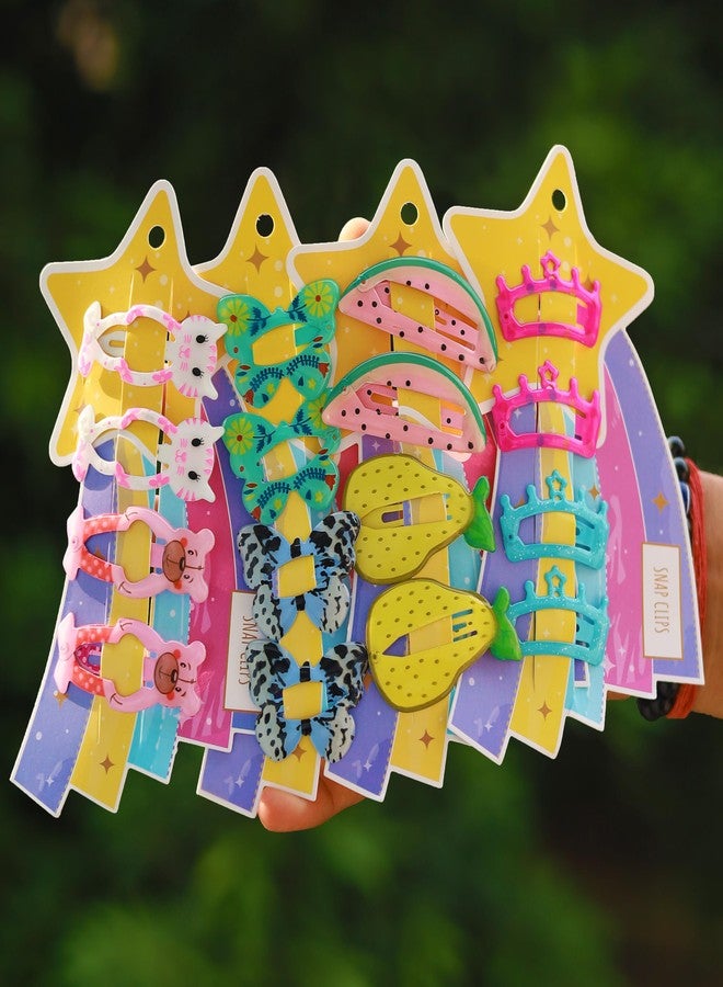 RedChimes 16 Pcs Cute Mini Butterfly Kitty Hair Clips Beautiful Fruits Accessories Set Hair Clips For Baby Girls Toddlers Gift Set Metal Side Clips For Kids Girls Multicolor - Image 2