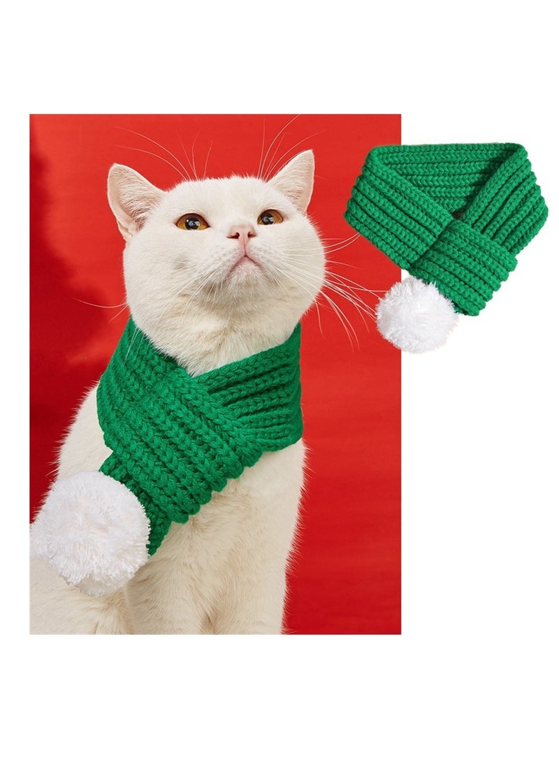 Loquat Squality Pet Scarf Autumn And Winter Warm Neck Festive Decoration Green  - Image 2
