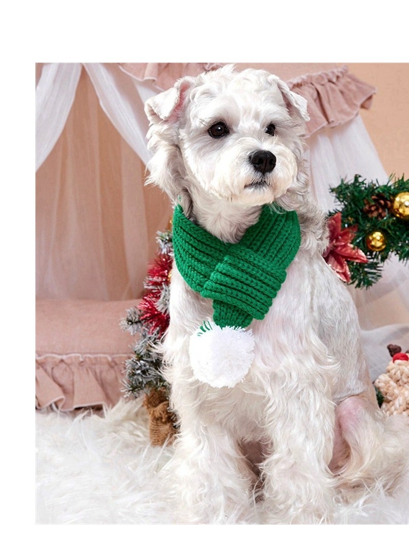 Loquat Squality Pet Scarf Autumn And Winter Warm Neck Festive Decoration Green  - Image 3