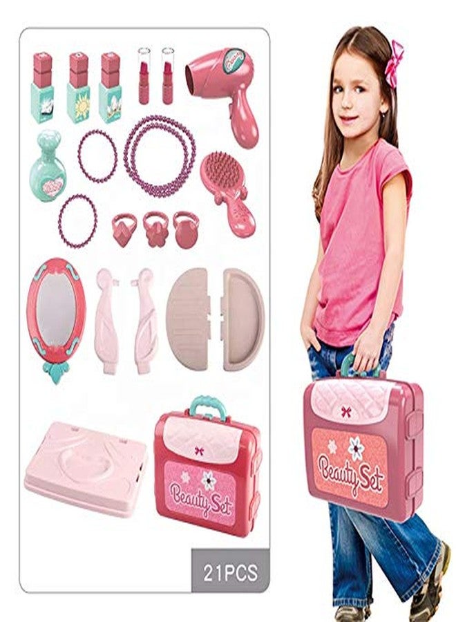 Biltoxi 3 in 1 Carry Along Beauty Set Toy with Briefcase and 14 Accessories - Multi Color - Image 3