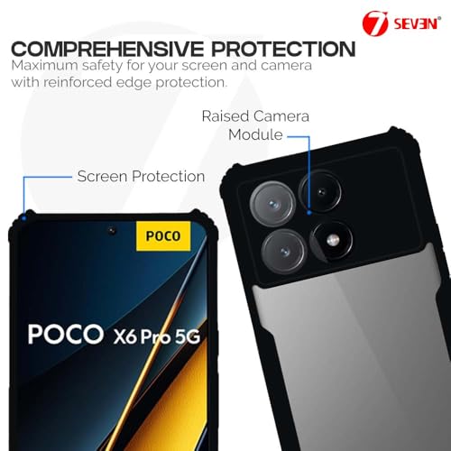 7-Seven 7SEVEN® Ipacky Back Cover for Poco X6 Pro 5G Mobile Back Case Shock Proof Design Camera Edges Protection Crystal Clear Phone Case Precise Cutouts Matte Black Soft Bumper Phone Cover - Image 3