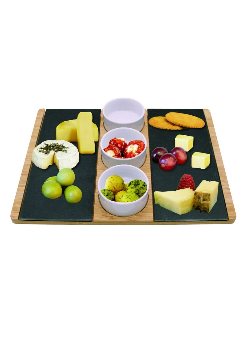 Cuisine Art Bamboo with Slate Serving Plate & 3 Bowls - Image 2
