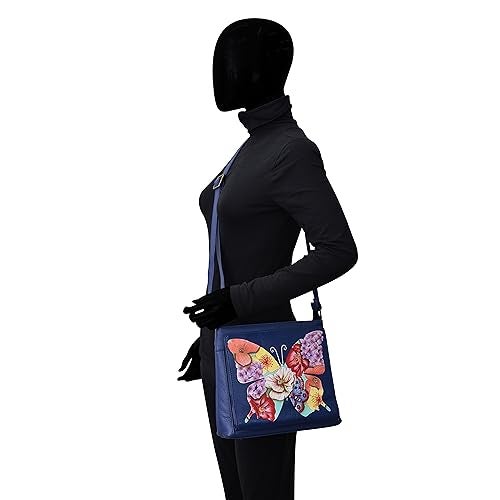 Anna by Anuschka Women's Hand-Painted Leather Organizer Crossbody, Butterfly Mosaic - Image 4