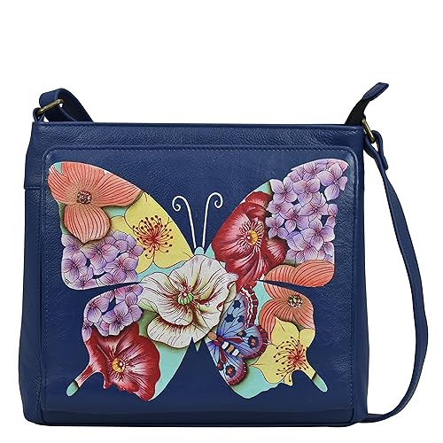 Anna by Anuschka Women's Hand-Painted Leather Organizer Crossbody, Butterfly Mosaic - Image 1