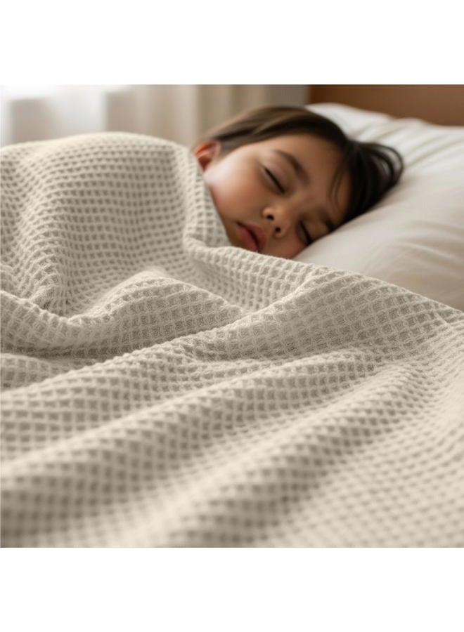Utopia Bedding Twin Size Waffle Blanket Soft Lightweight Breathable Cotton Blend Bed Blanket for All Seasons Luxury Throws for Bed Couch and Sofa (Khaki) - Image 3