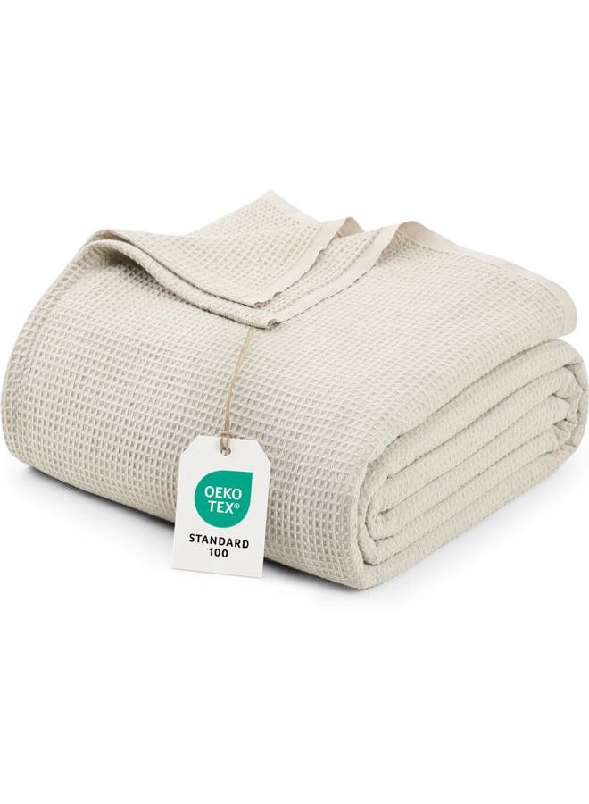 Utopia Bedding Twin Size Waffle Blanket Soft Lightweight Breathable Cotton Blend Bed Blanket for All Seasons Luxury Throws for Bed Couch and Sofa (Khaki) - Image 1
