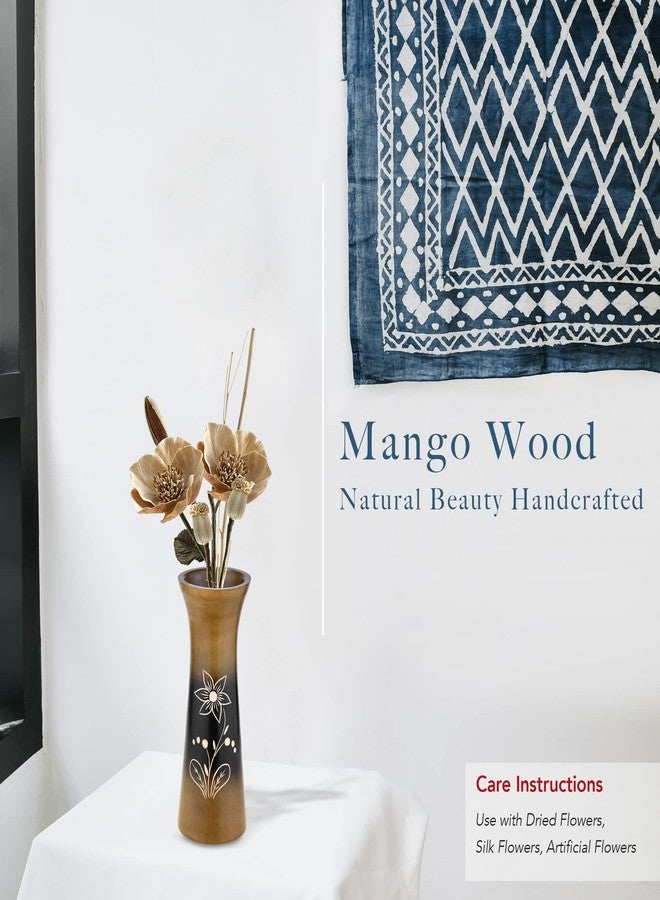 ايرافيدا طقم مزهريتين من خشب المانجو المنحوت يدويًا من إيرافيدا | ديكور طاولة بني مقاس 8 بوصات للزهور المجففة أو الاصطناعية | لمسة ريفية من الخشب الطبيعي للمنزل أو الرف أو المدخل - Image 4