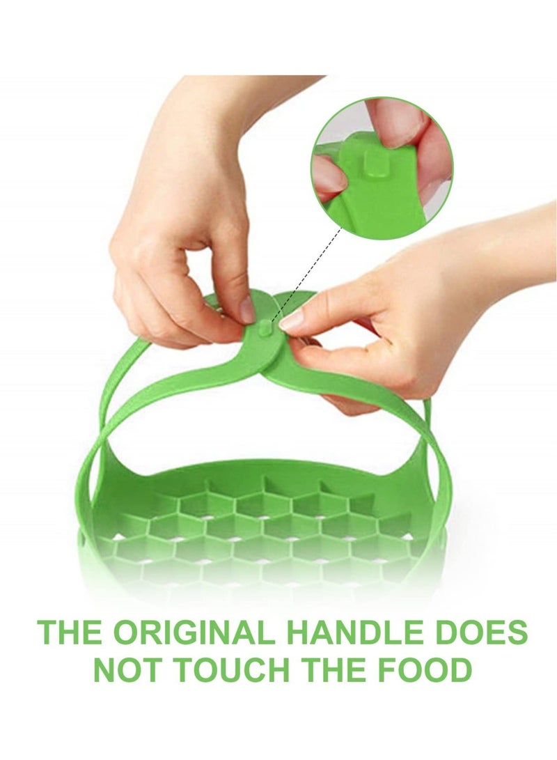 Silicone Steamer Sling Portable Non-Stick Steamer Sling Anti-scalding Baking pan Lifting Steamer Rack Egg Steamer Rack and Baking Pan Sling 6 Qt /8 Qt Green 21x21x2.5 cm - Image 2