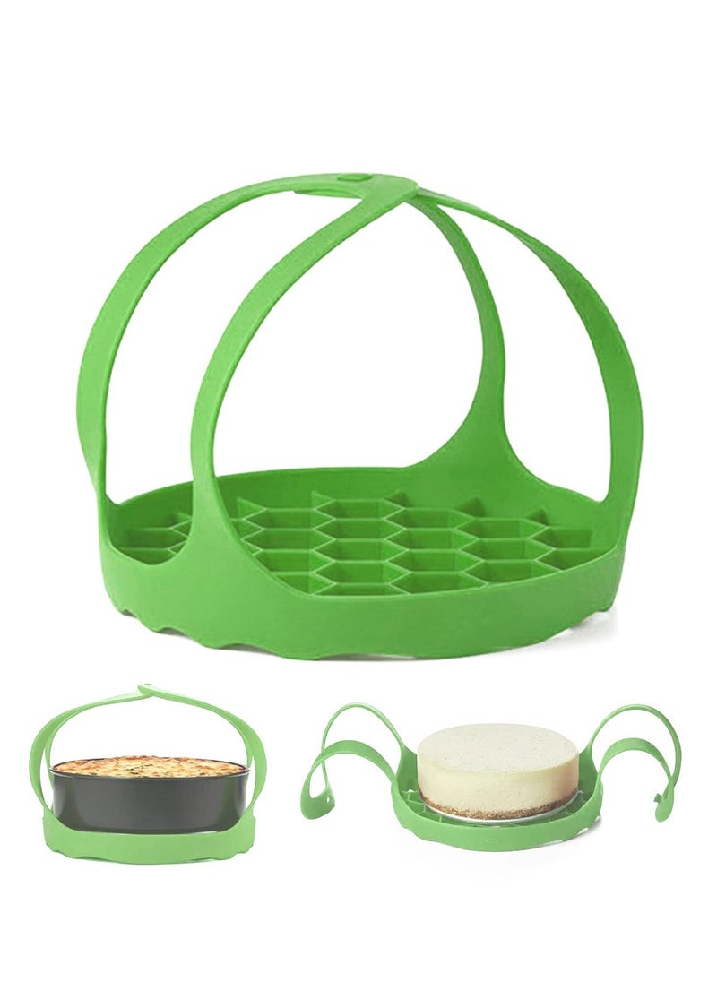 Silicone Steamer Sling Portable Non-Stick Steamer Sling Anti-scalding Baking pan Lifting Steamer Rack Egg Steamer Rack and Baking Pan Sling 6 Qt /8 Qt Green 21x21x2.5 cm - Image 1