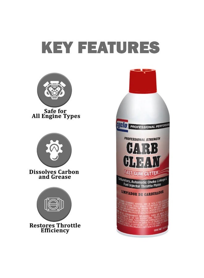 CYCLO Carb Clean Fast Gum Cutter 354g – Carburetor Cleaner Spray Fuel Injector Throttle Body Cleaner Carbon Deposit Remover Automotive Engine Cleaner - Image 2