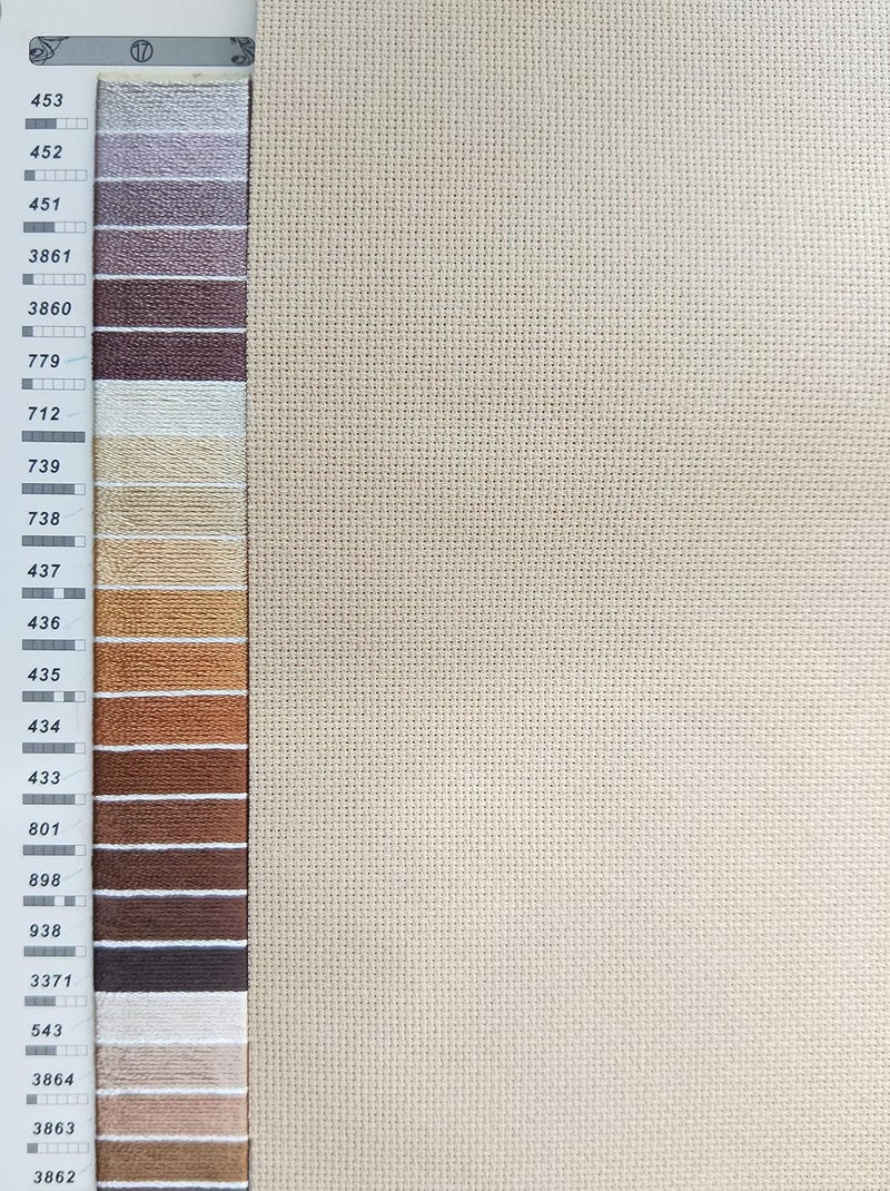 KCS 19" x 28" 18CT Counted Cotton Aida Cloth Cross Stitch Fabric (Khaki) - Image 2
