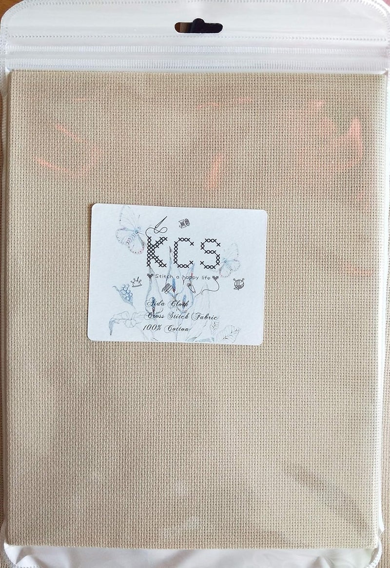 KCS 19" x 28" 18CT Counted Cotton Aida Cloth Cross Stitch Fabric (Khaki) - Image 4