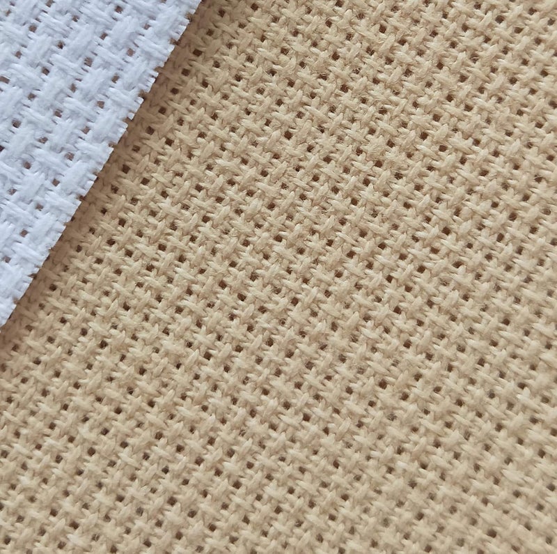 KCS 19" x 28" 18CT Counted Cotton Aida Cloth Cross Stitch Fabric (Khaki) - Image 1