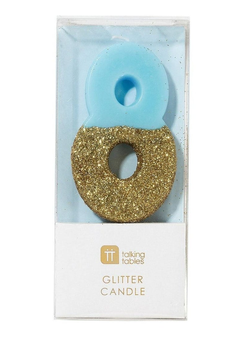 Talking Tables Blue & Gold Glitter Number Candle - 8  - Image 2