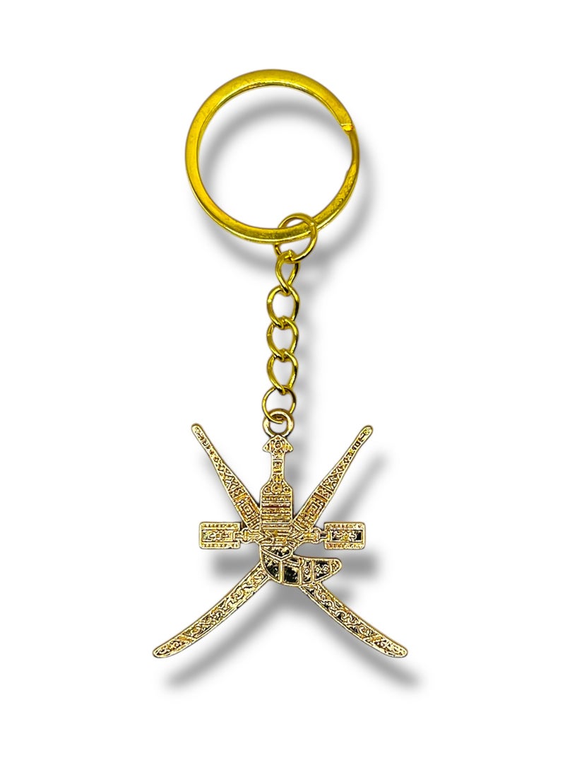 MARIO DRAFTS Mario Drafts Traditional Khanjar Sword Design Keychain, Gold-Toned Metal, Decorative  - Image 1