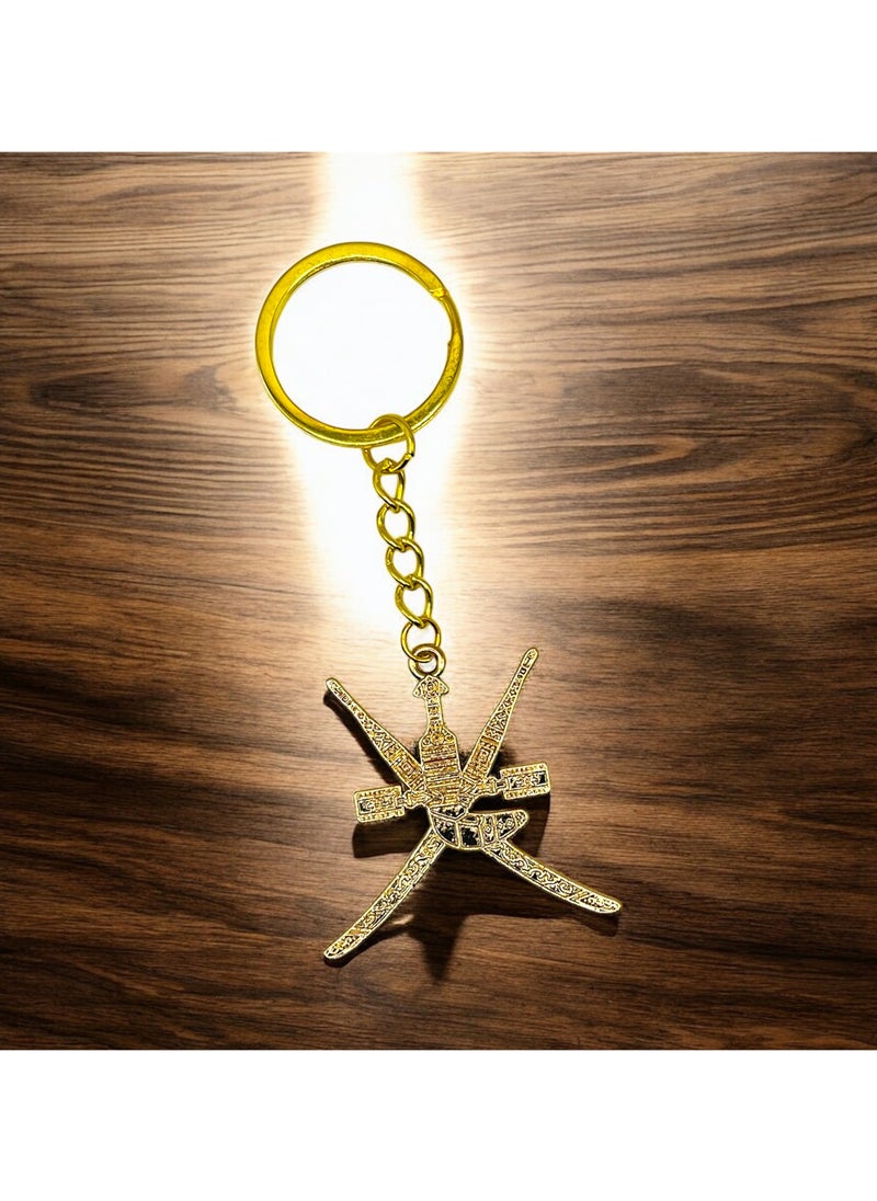 MARIO DRAFTS Mario Drafts Traditional Khanjar Sword Design Keychain, Gold-Toned Metal, Decorative  - Image 2